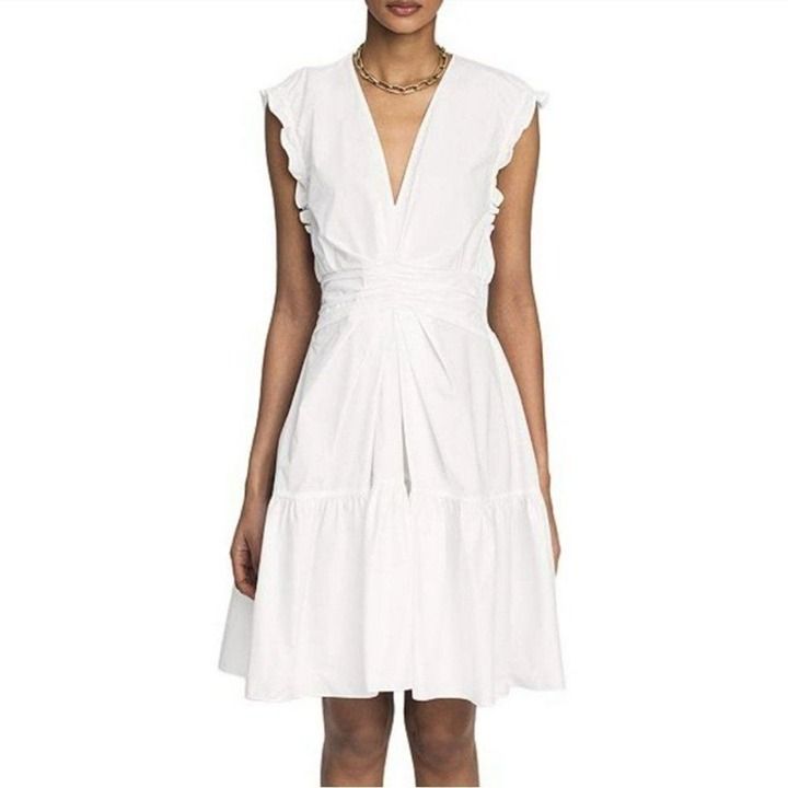 Derek Lam 10 Crosby Saachi Ruched Poplin Mini Dress Royal Blue Size 16 Spring